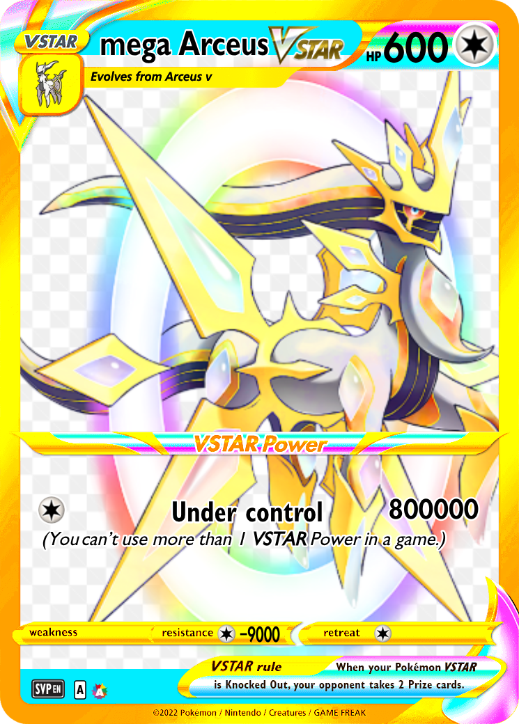 pokemon arceus mega evolution card this attacks base damage is 50 instead of 100 Mega-Arceus - N777PRO
