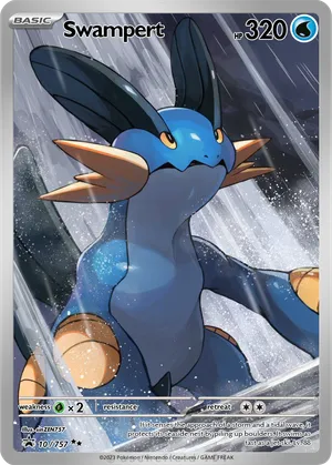 pokemon card swampert gx - 35/160 Reverse Holo Rare Water Push Over (60+) Does 60 damage plus 10 more damage for each Fighting Energy attached to Swampert. Swampert (Alpha) 36/160 XY -