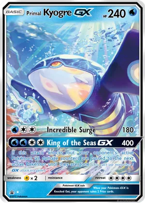 kyogre gx pokemon card Mega Primal Colorless Giant Whirlpool (140) Return 2 Water Energy attached to this Pokmon to your hand 2006 Kyogre EX Collector's Tin