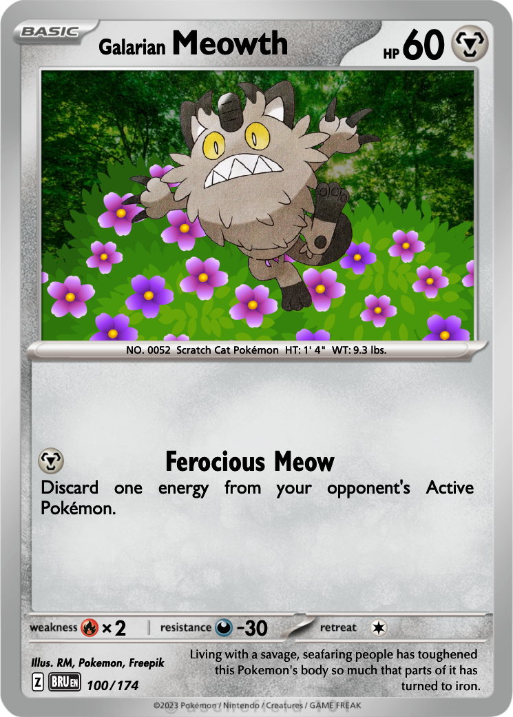 galarian meowth pokemon card V 129/196 Colorless Scratch (20) Weakness Fire ×2 Resistance Grass Pokemon Card Game/[S4] Amazing Volt