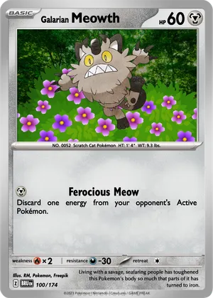 galarian meowth pokemon card V 129/196 Common Card Type Pokemon Card Galarian Meowth s4a