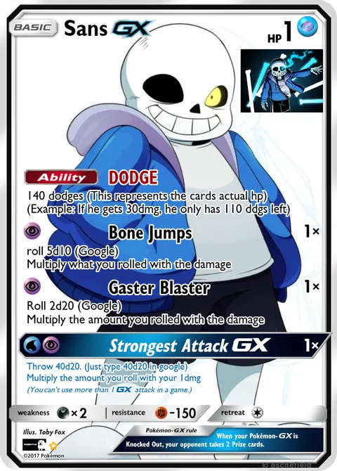 sans pokemon card jakedu3tailedfox_alt's likes ThePrototype